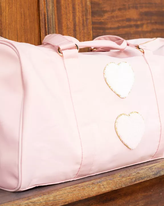 Blush Varsity Patch Duffle