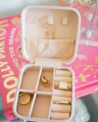Pink Collage Square Jewelry Case