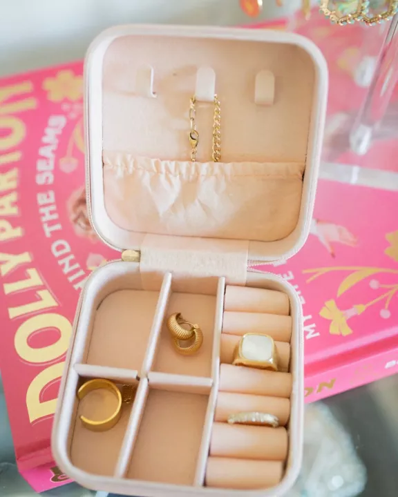 Pink Collage Square Jewelry Case