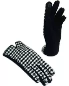 VIA FIORE Black And White Fashion Gloves Versatile Women's