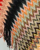 VIA FIORE Red Stripe Scarf Poncho Cozy Winter Fashion Wrap