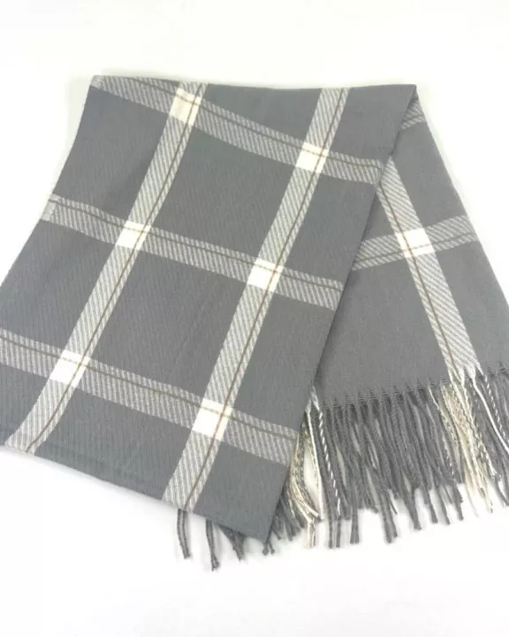 VIA FIORE Gray Jacquard Scarf Trendy Winter Essential