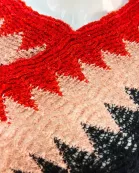 VIA FIORE Red Stripe Scarf Poncho Cozy Winter Fashion Wrap