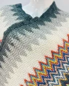 VIA FIORE Dark Gray Chevron Scarf  Poncho Cozy Chic Winter