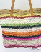 VIA FIORE Orange Stripe Tote Stylish Summer Beach Bag