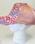 VIA FIORE Women's Squares Cap Pink Adjustable, Lightweight