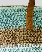 VIA FIORE Stripe Fashion Tote Bag Green