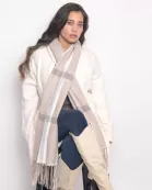 VIA FIORE Trendy Green Plaid Scarf Fringed Winter