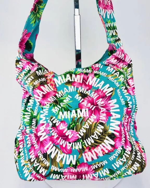 VIA FIORE Turquoise Miami Beach Bag Chic Summer Tote