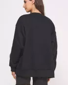 PLUS SIZE CHECKERBOARD SLEEVE SWEATSHIRT