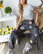 HIGHT WAIST MULTI PATCHES JOGGER PANTS