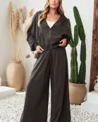 PLUS SIZE SOLID PLEATED WIDE-LEG PANTS