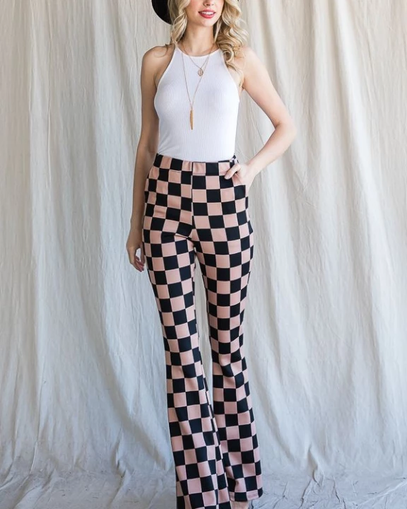 MOCHA AND BLACK CHECKERED PANTS - KRP3037-1
