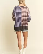 STRIPE COLOR BLOCK OVER SIZED TOP
