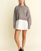 PLUS SIZE SOLID SWEATER KNIT MATCH TOP