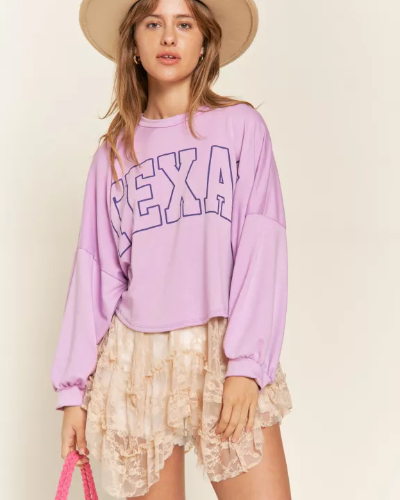 PLUS SIZE TERRY BATWING SLEEVE TOP