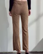 SOLID METALLIC HIGH WAIST PANTS