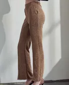 SOLID METALLIC HIGH WAIST PANTS