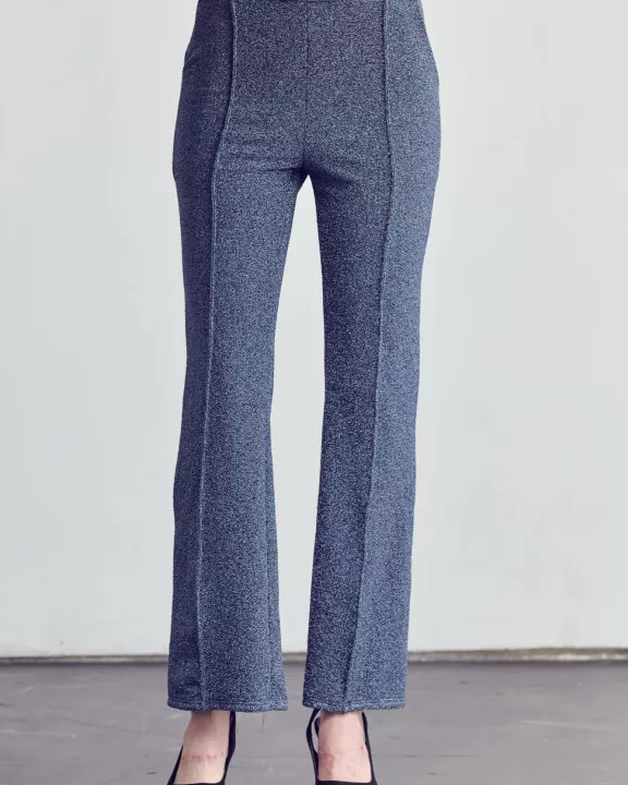 PLUS SIZE SOLID METALLIC HIGH WAIST PANTS