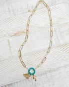 Gold Paperclip Silicone Ring Charm Necklaces
