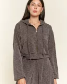 PLUS SIZE ZIP-UP DROP SHOULDER HOODED JACKET