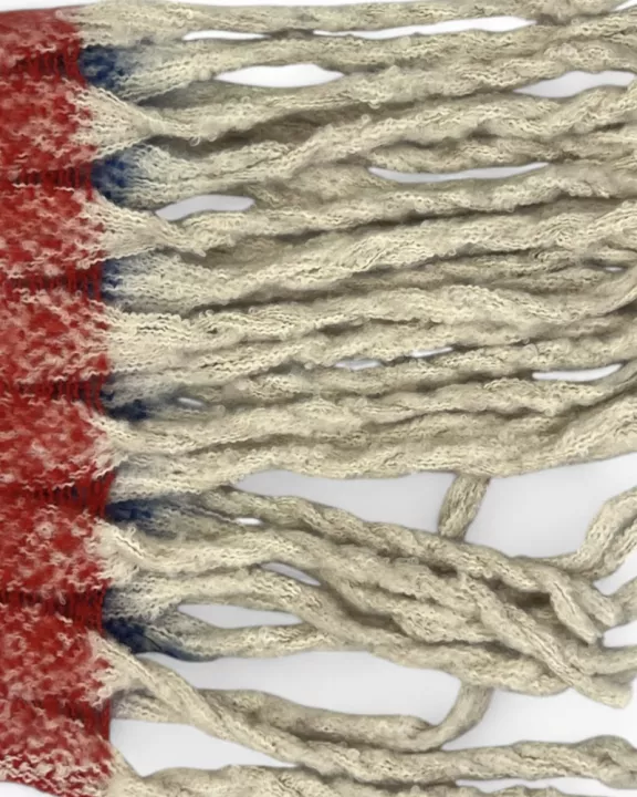 VIA FIORE CHIC RED MARBLED SCARF WITH FRINGES