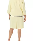 Le Suit Round Neck Sleeveless Zipper Back Banded Crepe Dress with V-Neck 3/4 Sleeve Lapel Collar Hook Closure Banded Crepe Jacket (Plus Size)