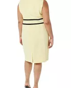 Le Suit Round Neck Sleeveless Zipper Back Banded Crepe Dress with V-Neck 3/4 Sleeve Lapel Collar Hook Closure Banded Crepe Jacket (Plus Size)