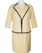 Le Suit Round Neck Sleeveless Zipper Back Banded Crepe Dress with V-Neck 3/4 Sleeve Lapel Collar Hook Closure Banded Crepe Jacket (Plus Size)