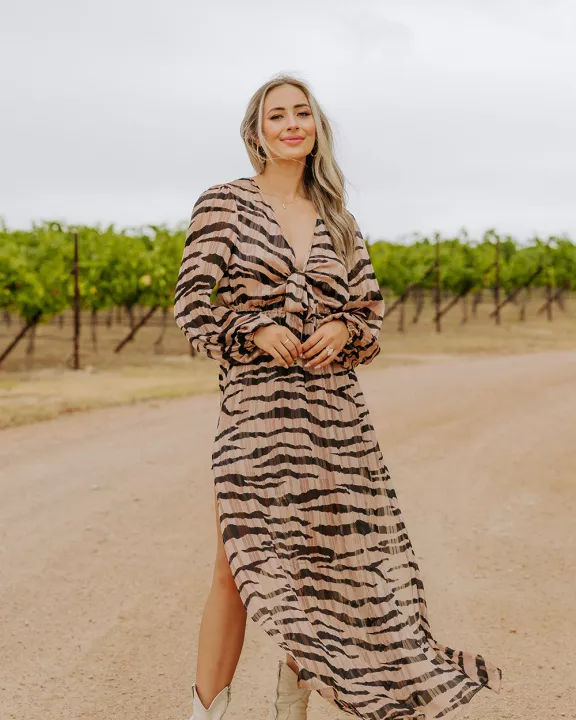 Desirae Long Sleeve Maxi Dress - Stampede