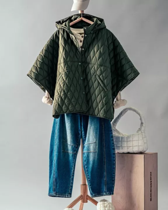 Contrast Quilted Shroud Cloak