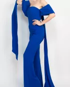 Jovani off the shoulder scuba crepe jumpsuit