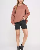 LONG SLEEVE SOLID ROUND NECK OVERSIZED SWEATSHIRT