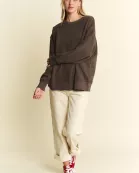 PLUS SIZE LONG SLEEVE SOLID ROUND NECK OVERSIZED SWEATSHIRT
