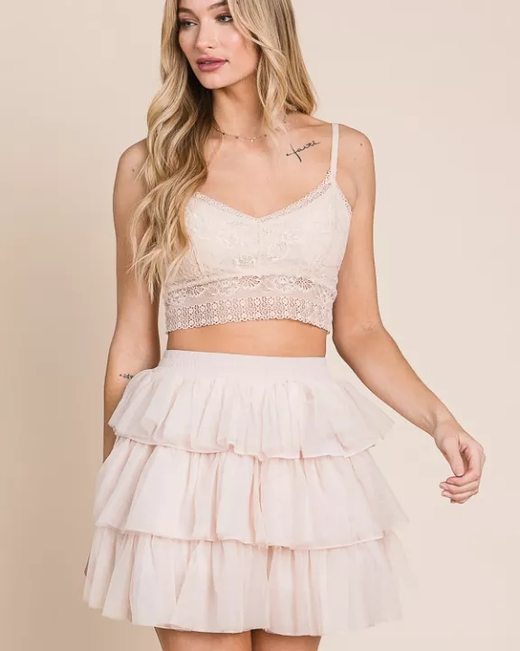 SOLID MESH TIERED SKIRTS