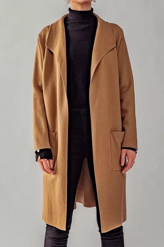 Solid longline open coat