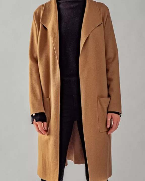 Solid longline open coat