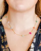 Necklace - Gracie Flower Multi Color