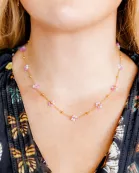 Necklace - Gracie Flower Pink Multi