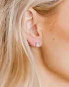 Screwback Stud Earrings - Madison Silver Clear