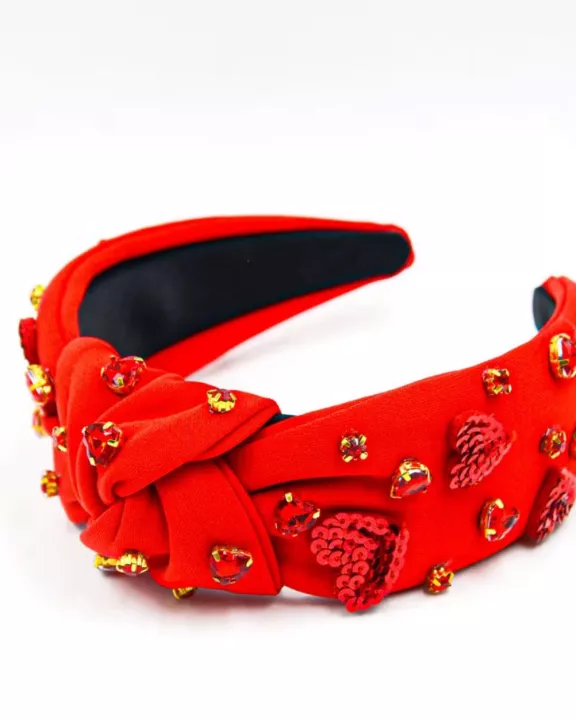 Valentine's Day Headband "Hearts on Fire" Hand-sewn Embellishments