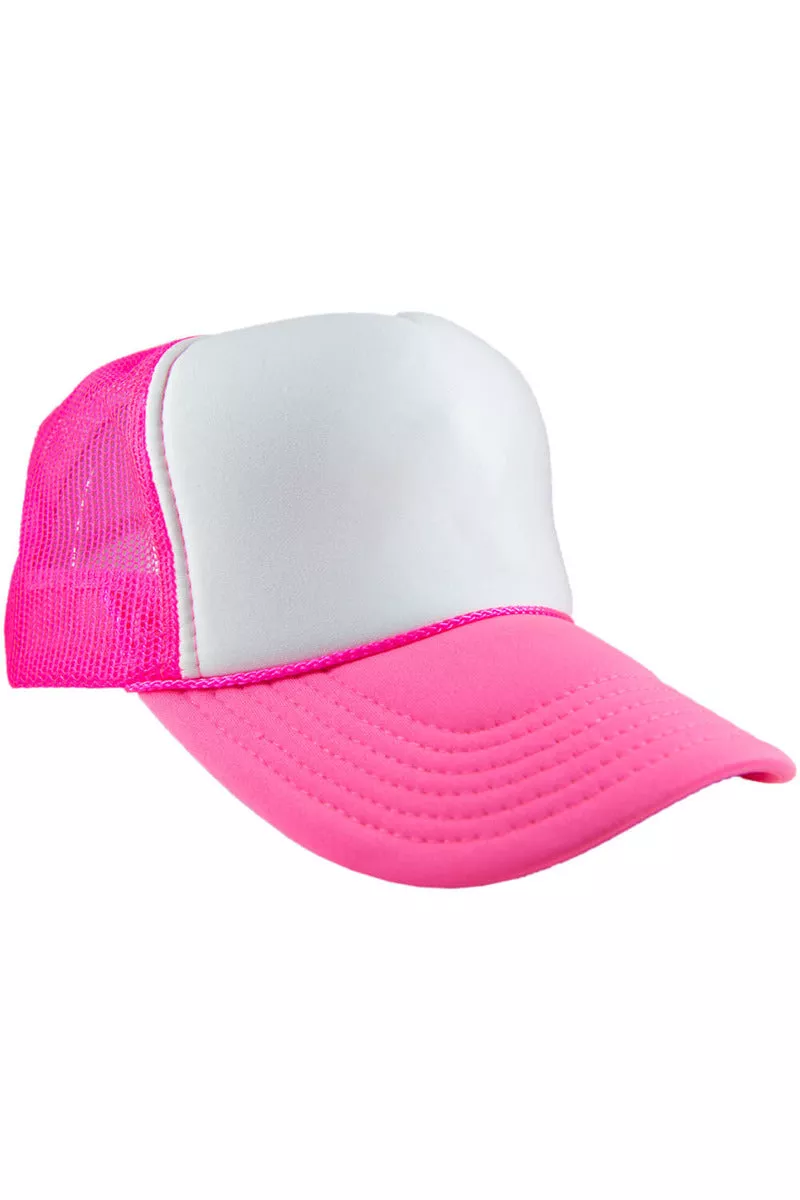 Neon Hot Pink and White Foam Wholesale Hat