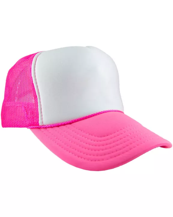 Neon Hot Pink and White Foam Wholesale Hat