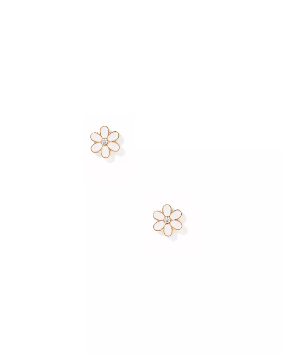 Screwback Stud Earrings - Alli White