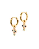 Huggie Charm Earrings - Esther Cross Multi