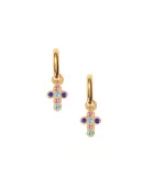 Huggie Charm Earrings - Esther Cross Multi