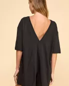 CP9965-Round Neckline Side Pockets Loose Fit Romper