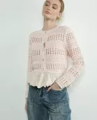 MAS3106 LACE BOTTOM POINTELLE KNIT CARDIGAN