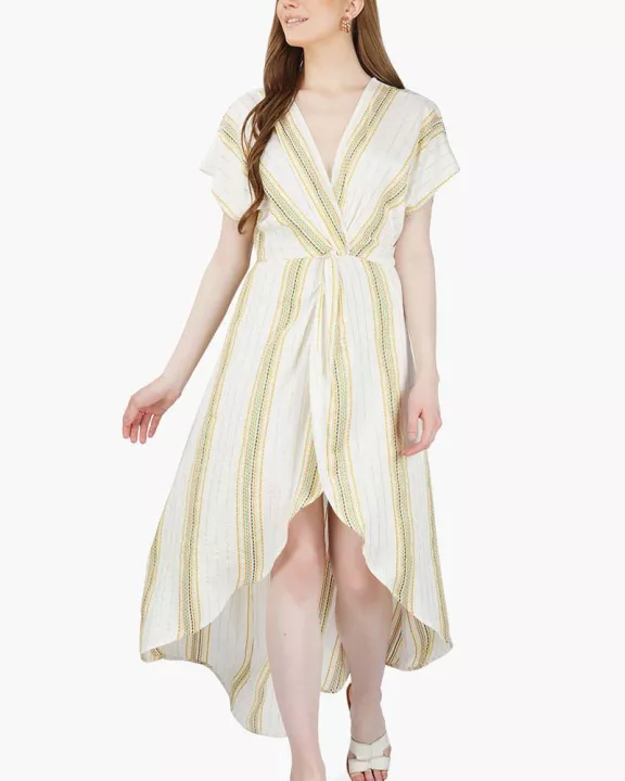 Set of 6 Roman Stripe Wrap Dress (S,M,L)