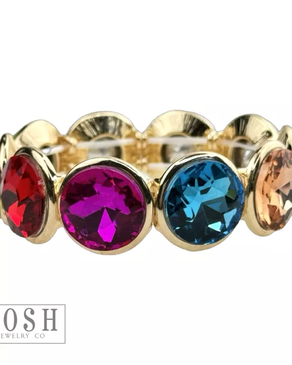 Large round rhinestone stretch bracelet